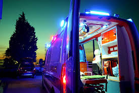 Ambulance emergency lighting at night